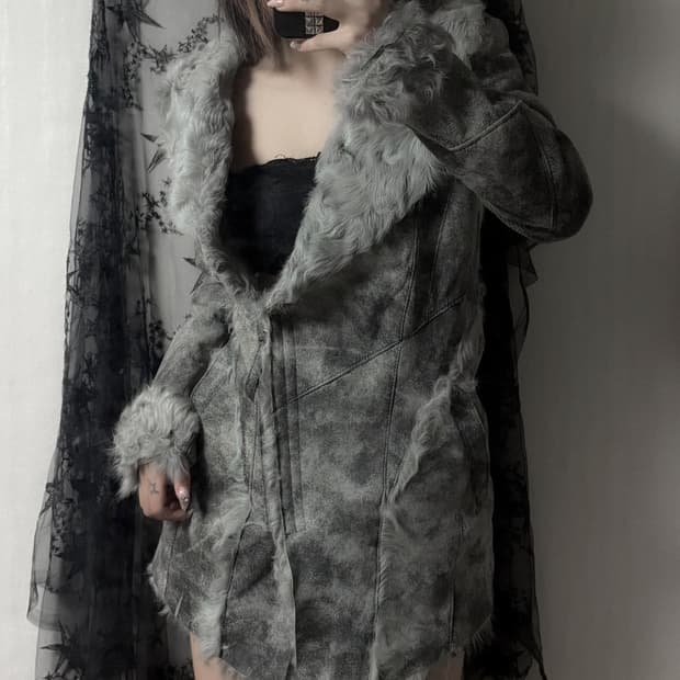 펑크 오리엔탈 퍼 레더 자켓 