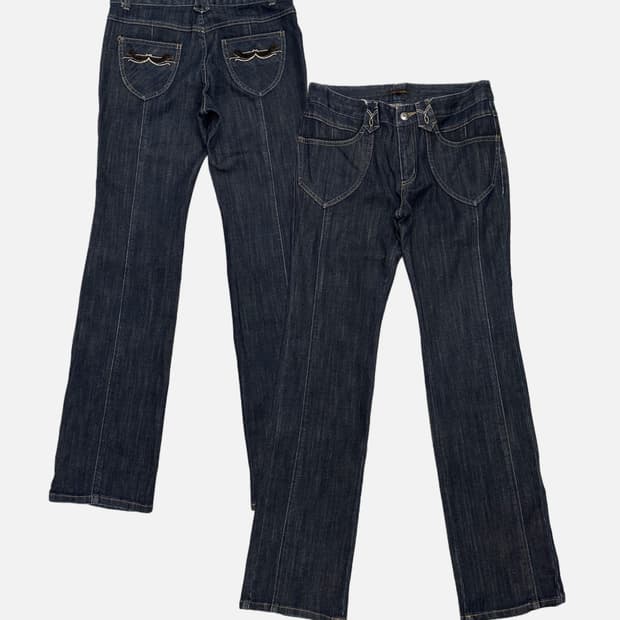 embroidery pocket low-rise jean