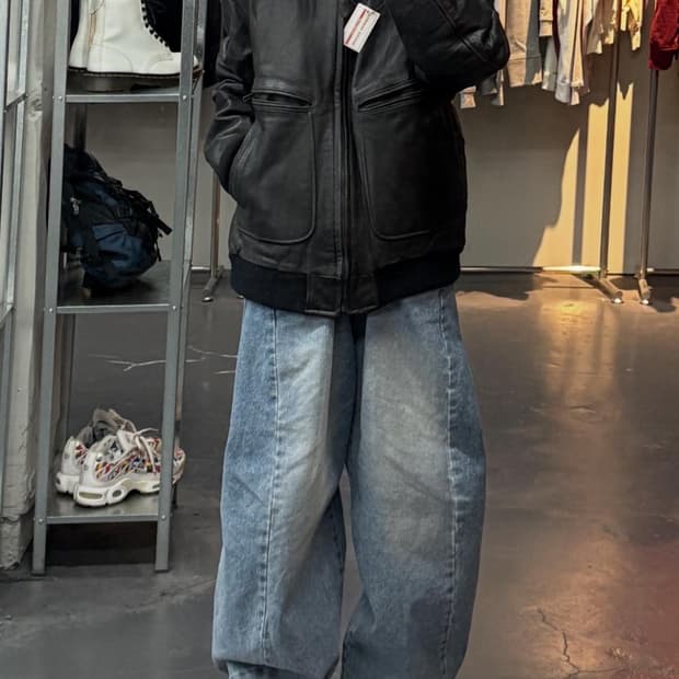 빈티지 블랙 가죽 자켓 A3198