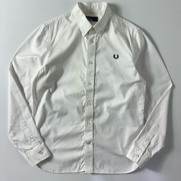 Fred perry  프레드페리 자수 코튼 화이트 옥스퍼드 셔츠