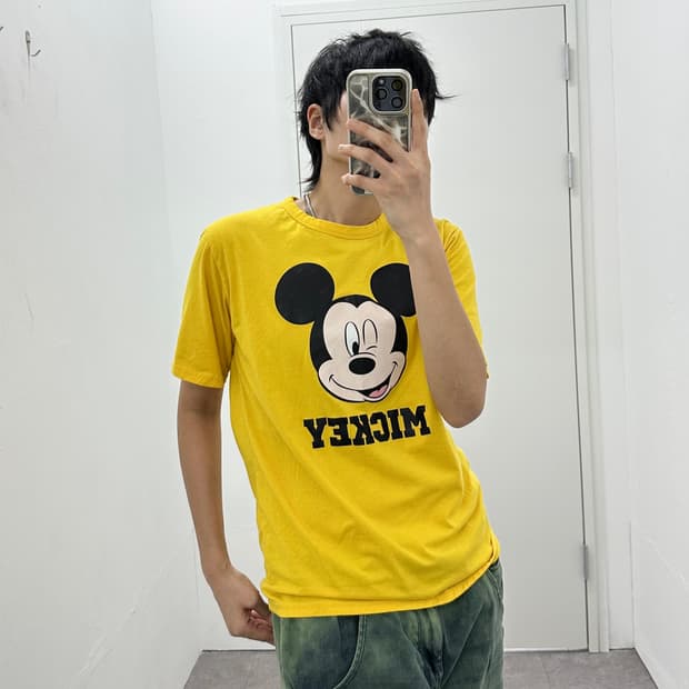 NONE vintage Mickey Mouse yellow tee