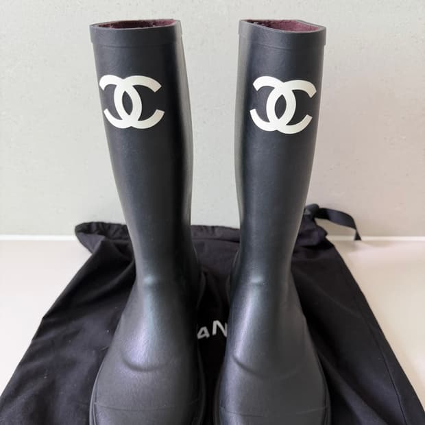 샤넬 레인부츠 블랙 36 구구스 정품