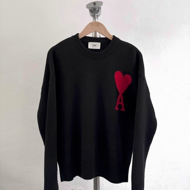 아미 빅 하트 인타르시아 울 니트