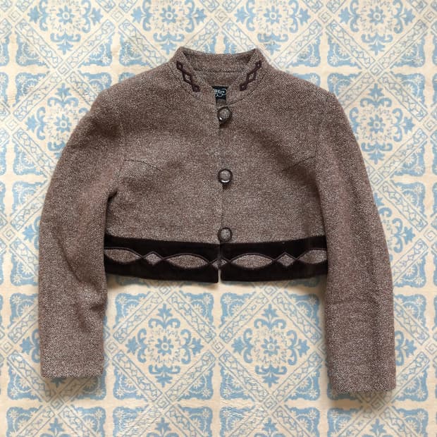 cropped wool ethnic jacket