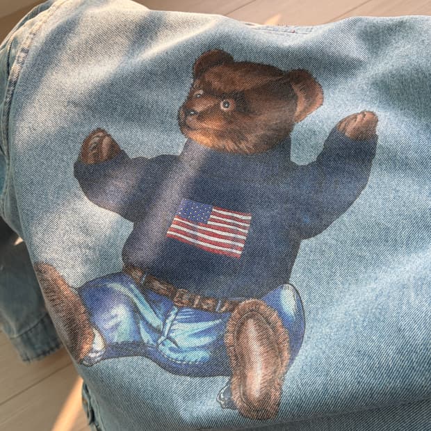 90s 폴로 랄프로렌 곰돌이 USA 미제 데님 자켓입니다.  가장 미국적