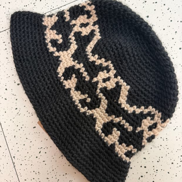 새제품 스투시 SS 니트 버킷햇 블랙