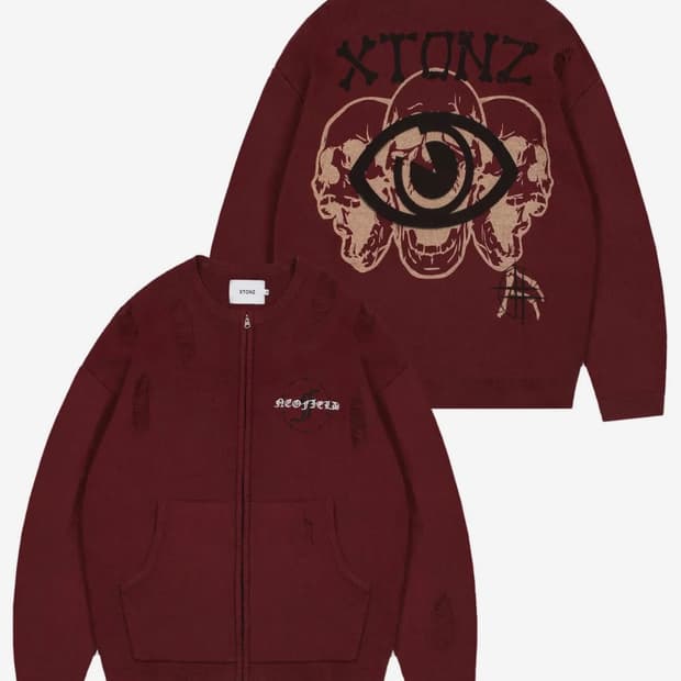 엑스톤즈 버건디 집업 M