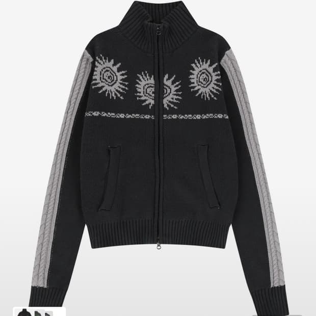 아캄 Sun Jacquard Zip-Up Sweater (Dark Gra