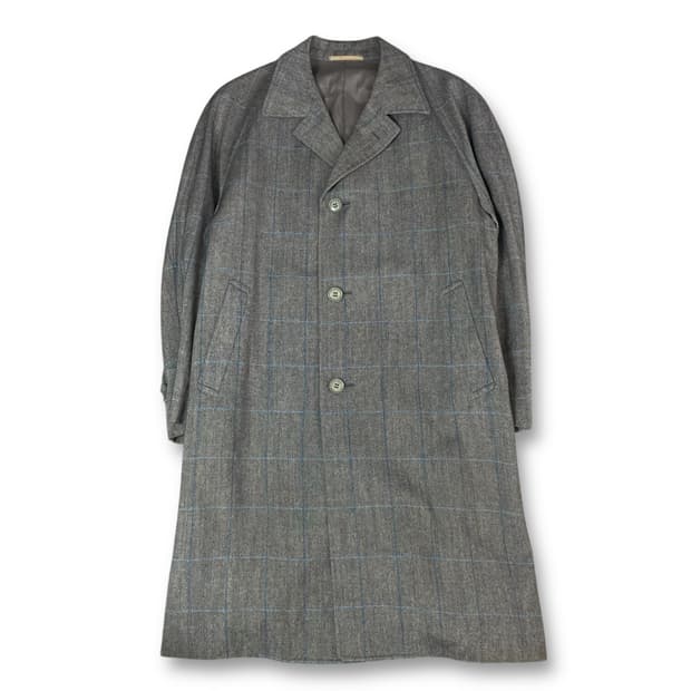 Dormeuil 그레이 블루 체크 싱글 코트