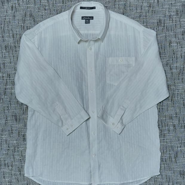 [L] Eddie Bauer 100% 린넨 이지케어 화이트 셔츠