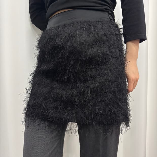 glitter fringe mini skirt