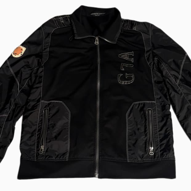 일본 엠포리오 아르마니 아카이브 한정 블랙 레이싱 자켓