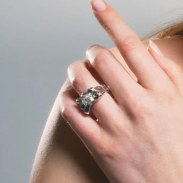 센티멍 NO.322 silver geometry square ring