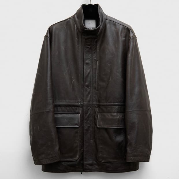 (M) 유스 하이넥 레더 하프 코트