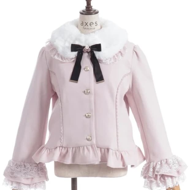 엑시즈팜 히메갸루 라떼갸루 리본 퍼 코트