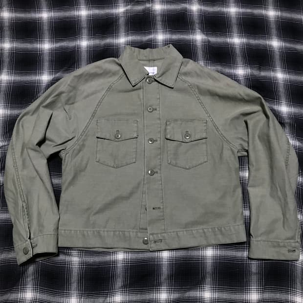 재팬 90-00s 백넘버 밀리터리 백사틴 트러커 셔츠 자켓