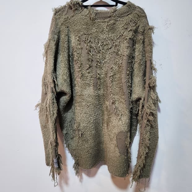 GAKIHARA 퍼 디테일 빈티지 니트