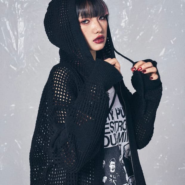 스키즘 인듀싱 Cross Mesh Zip Hoodie Black 유니섹스