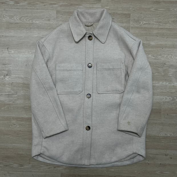 H&M 에이치앤엠 여성 오버핏 헤링본 셔켓 자켓 [오트밀] M/95