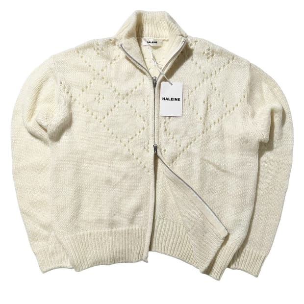 (새상품) 알렌느 울 블렌드 하이넥 니트 집업 가디건