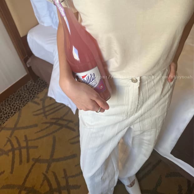 아르 arr 루트 팬츠 스트라이프 프린지 아이보리 s