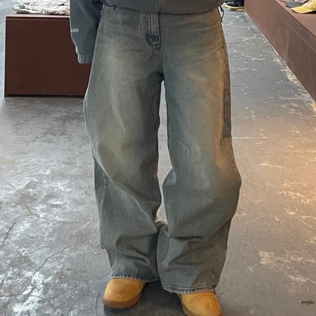 슬로우무드 워싱 와이드 데님 팬츠 H1547