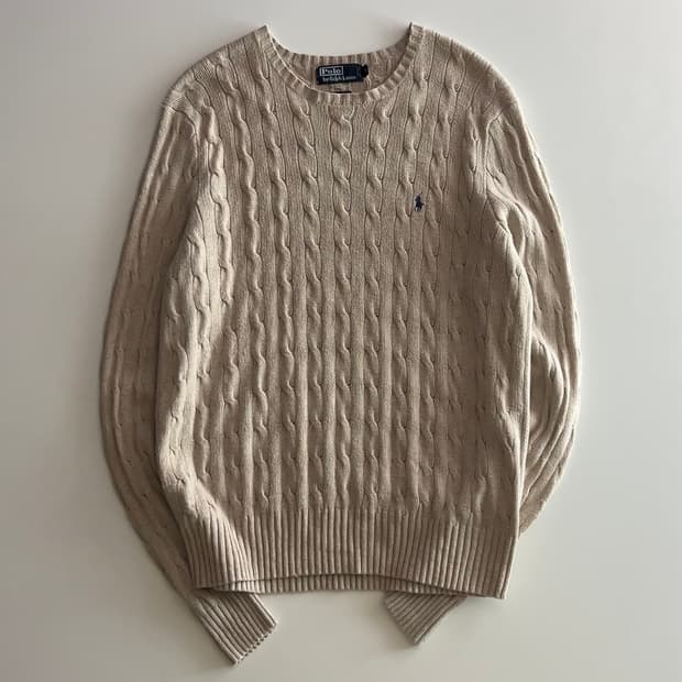폴로 랄프로렌 베이지 실크 케이블 니트 M