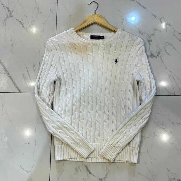 폴로 랄프로렌 케이블 니트 화이트 M