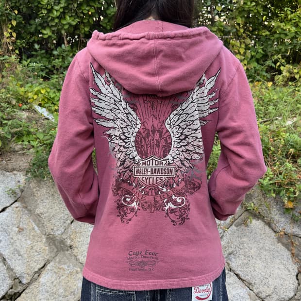 2010 할리데이비슨 레드 빈티지 윙 후드 집업