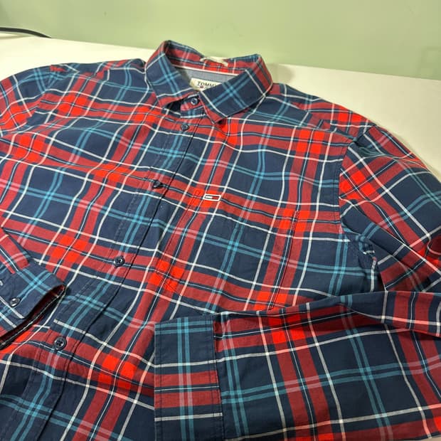 L-XL 타미힐피거 원포켓 코튼 체크 셔츠 남방