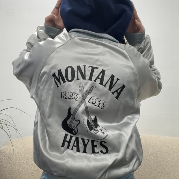 90s 올드스쿨 빈티지 MONTANA 실버 유광 스타디움 락 스타디움자켓