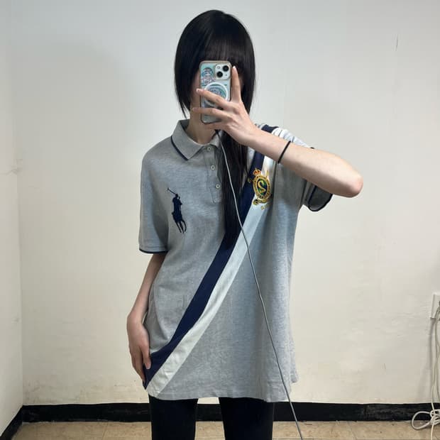 Polo grey big pony chiefkeef  collar Tee