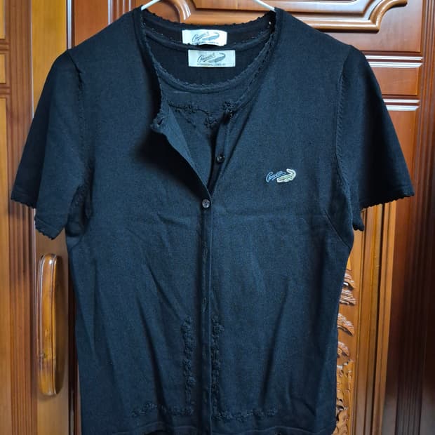 크로커다일 꽃자수 반팔나시 세트