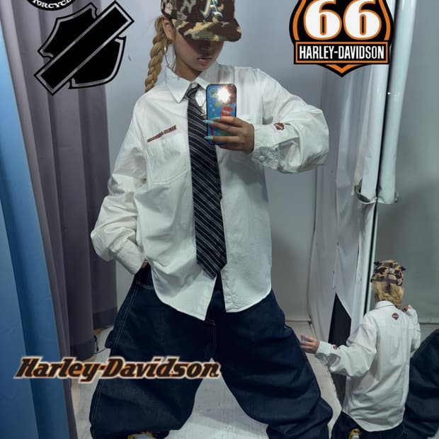 할리 데이비슨 화이트 셔츠
