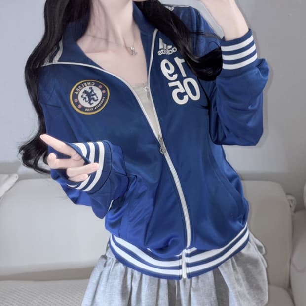 아디다스 대장급 첼시FC 트랙탑 블루 져지 s