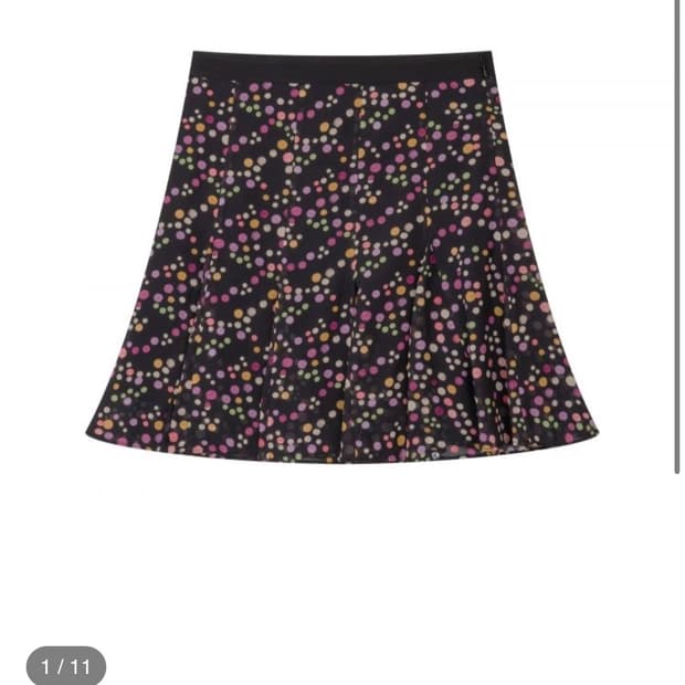 어스지구 빈티지 쉬폰 미디 스커트 블랙 2 땡땡이