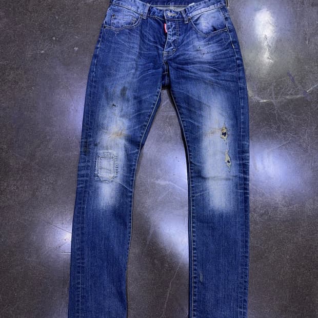 디스퀘어드2 야구진2 더티 워싱 데미지 슬림핏 데님팬츠 46