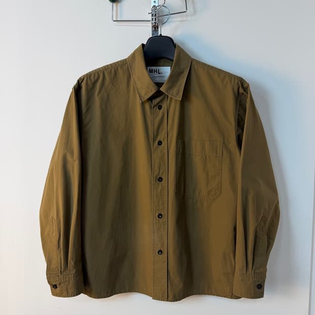 MHL 마가렛 호웰 브라운 코튼 셔츠 