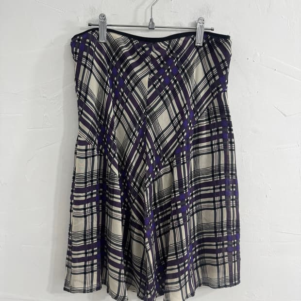 claudie check midi skirt