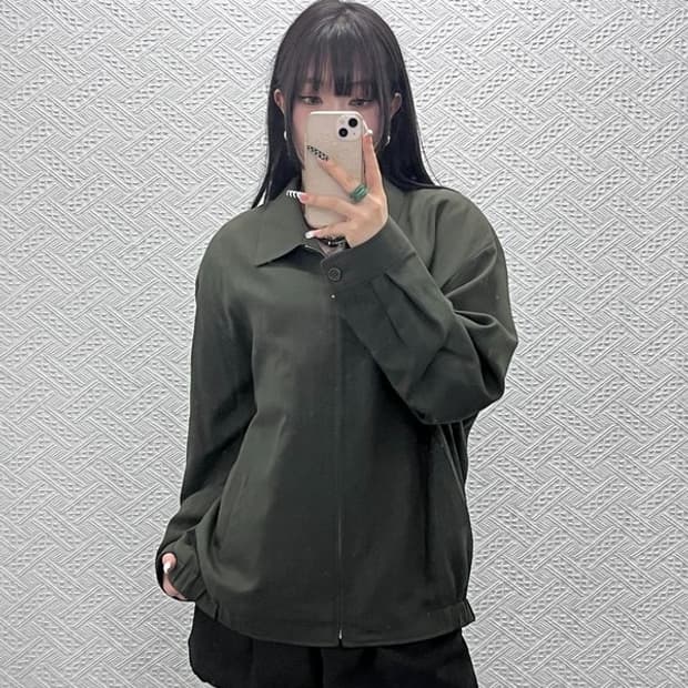 입생로랑 빈티지 테크웨어 말차카키 폴리쉘 블루종 자켓 110 C10378