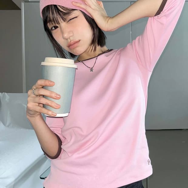 김아홉 티셔츠 딸기우유 칠부티 7부티 