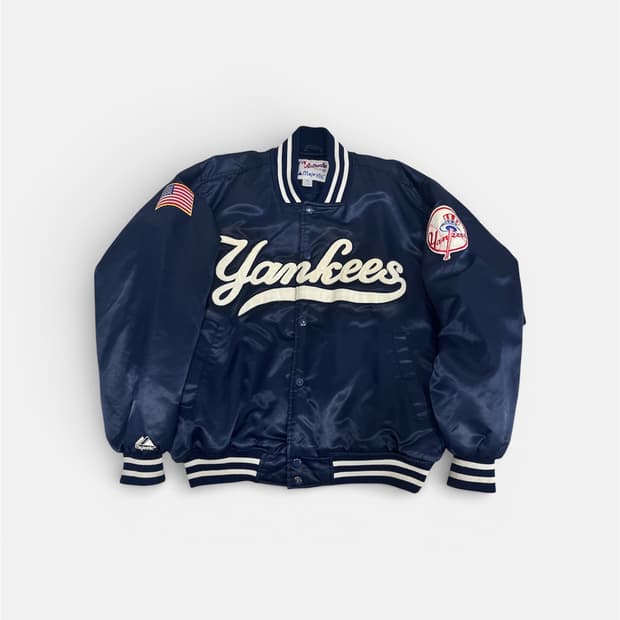 마제스틱 뉴욕 양키스 성조기 바시티 자켓 누빔 M