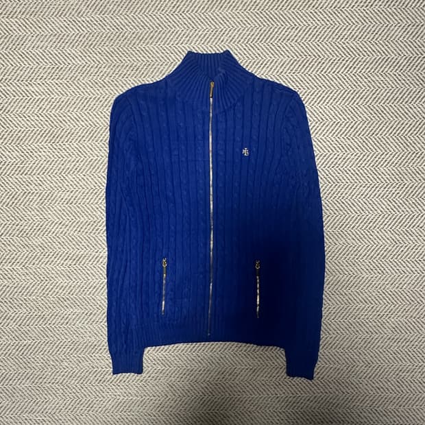 RALPH LAUREN cable knit zipup sweater