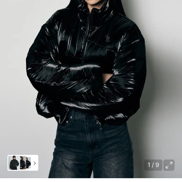 레더리 크룩키드 스티치 크롭 푸퍼 자켓 [GLOSSY BK] 판매