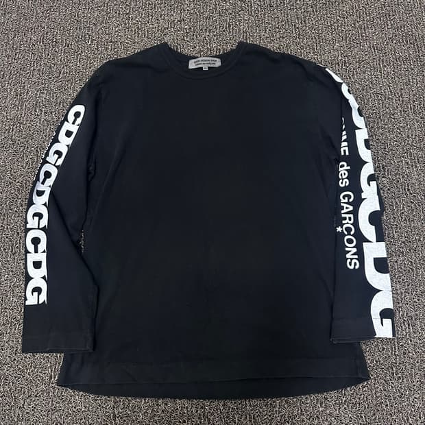 꼼데가르송 CDG 로고 롱슬리브 긴팔 티셔츠 블랙 XL
