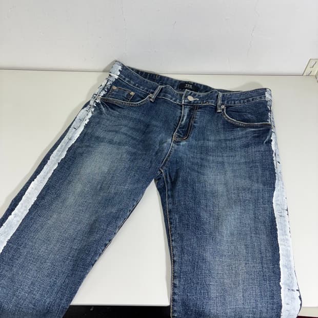 M 빈티지 사이드페인팅 크롭 데님팬츠 청바지