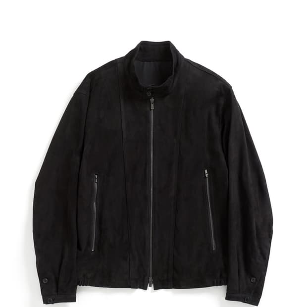 3)해칭룸 해링턴 레더 스웨이드 자켓 다크네이비