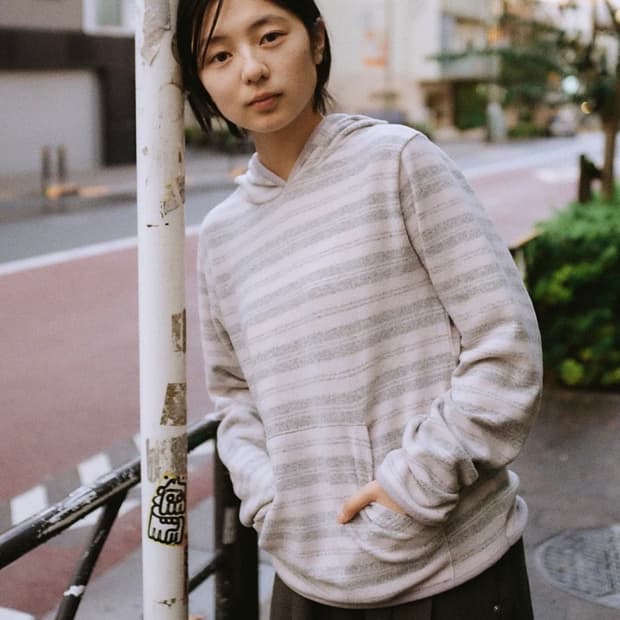 페스토 STRIPE SWEAT HOODED TOP ROSE