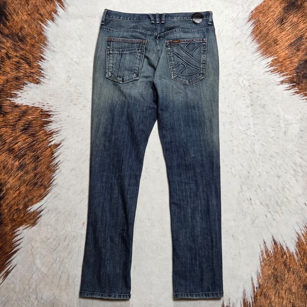 후부 중청 슬림 스트레이트핏 데님 팬츠