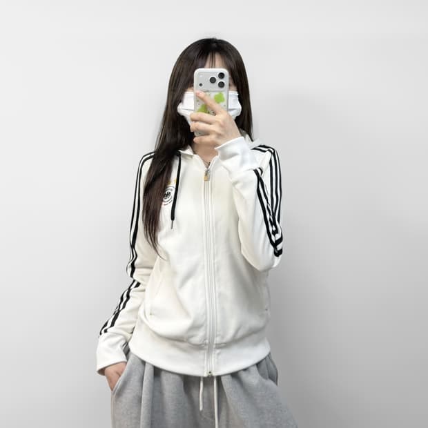 아디다스 독일 트랙 져지 후드집업 화이트